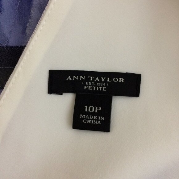 Ann Taylor Dress Blue Watercolor Raw Edge Fabric Chiffon Sheath Polyester 10P - Picture 3 of 4